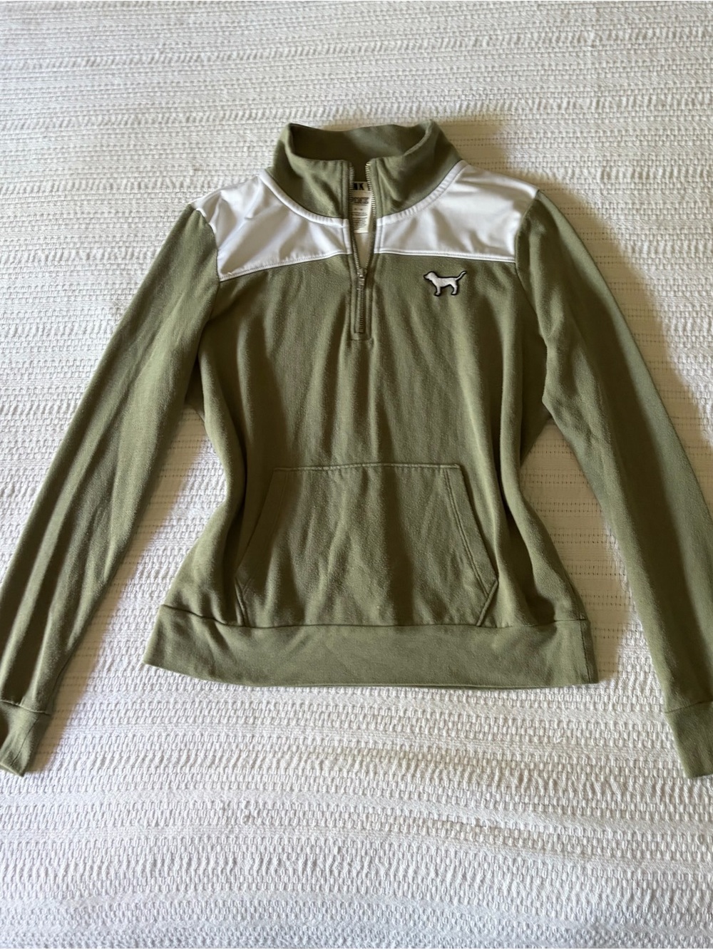 Victoria's Secret PINK Colorblock Quarter-Zip Pullover Sweatshirt Size Medium